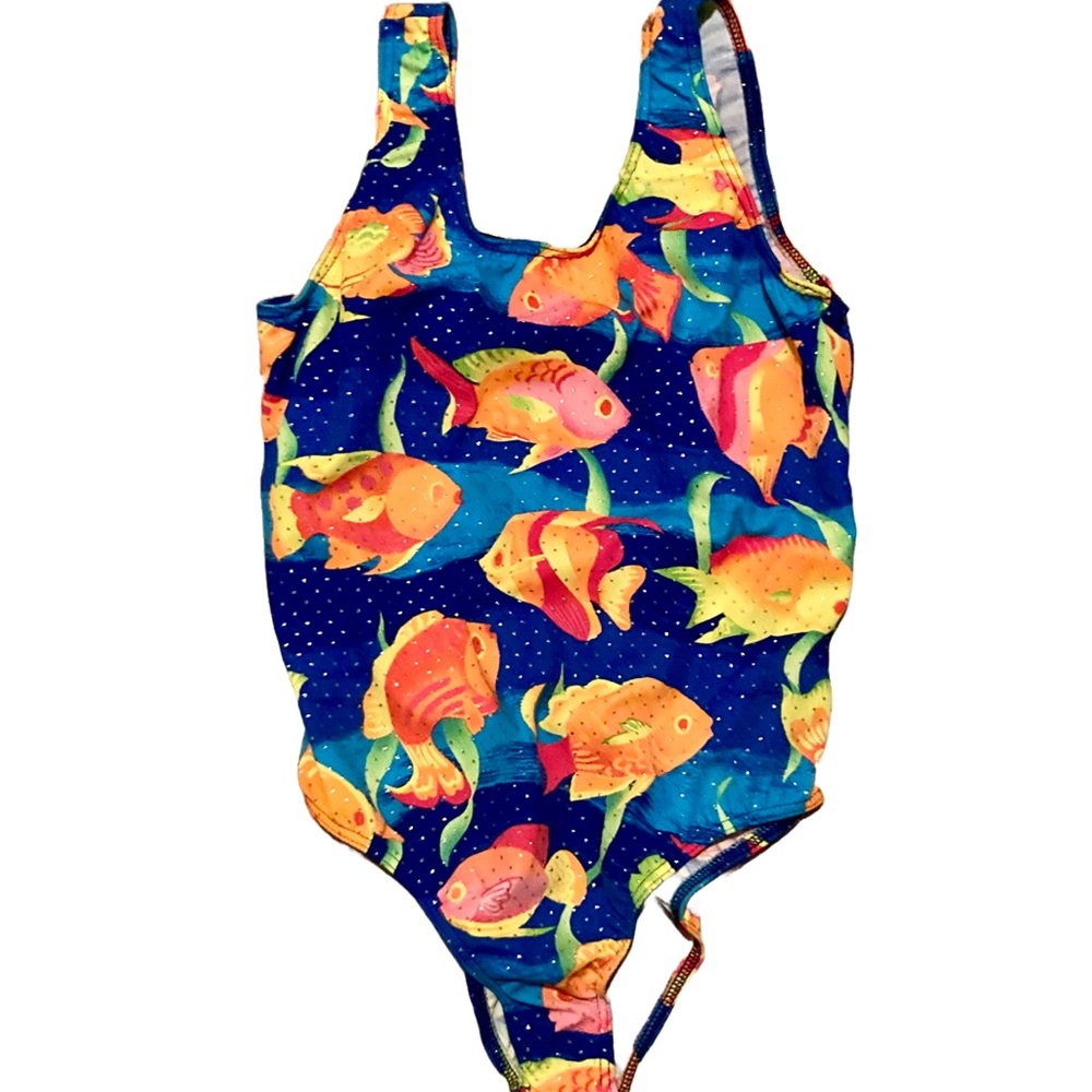 Colorful Fish Print Kids Swimsuit
